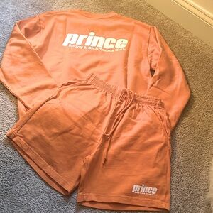 SPORTY & RICH Shorts and sweater jogger set suit. Small. Prince tennis club